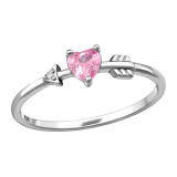 Heart And Arrow - 925 Sterling Silver Rings with CZ SD50180