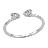 Double Heart Open Bypass - 925 Sterling Silver Rings with CZ SD51002