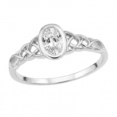 Celtic Knot Oval - 925 Sterling Silver Rings with CZ SD51003