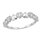 Solid Heart And Cz Heart - 925 Sterling Silver Rings with CZ SD51004