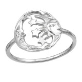 Openwork Sun, Crescent Moon Face And Star - 925 Sterling Silver Rings with CZ SD51015