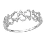 Openwork Interlocking Heart Accent - 925 Sterling Silver Rings with CZ SD51017