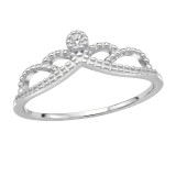 Beaded Tiara Crown - 925 Sterling Silver Rings with CZ SD51018