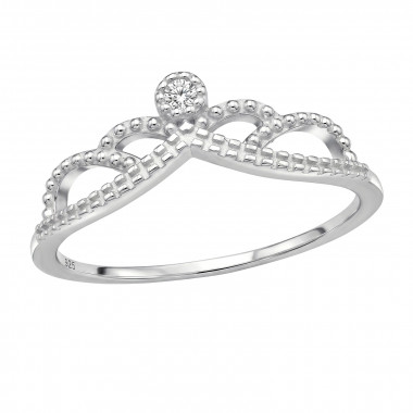 Beaded Tiara Crown - 925 Sterling Silver Rings with CZ SD51018