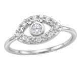 Evil Eye Accent - 925 Sterling Silver Rings with CZ SD51034