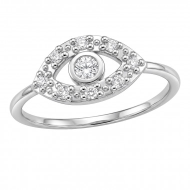 Evil Eye Accent - 925 Sterling Silver Rings with CZ SD51034