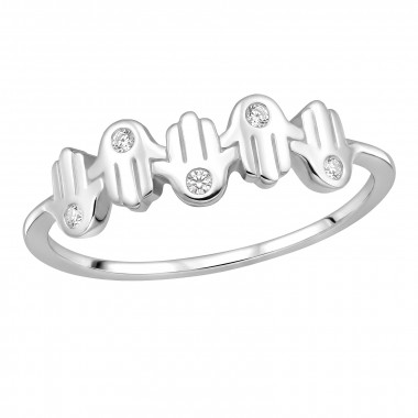 Multi-Hamsa Hand - 925 Sterling Silver Rings with CZ SD51041