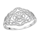 Vintage Filigree Openwork - 925 Sterling Silver Rings with CZ SD51044