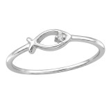 Christian Fish - 925 Sterling Silver Rings with CZ SD51048
