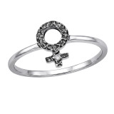 Female Empowerment Oxidized - 925 Sterling Silver Rings with CZ SD51063