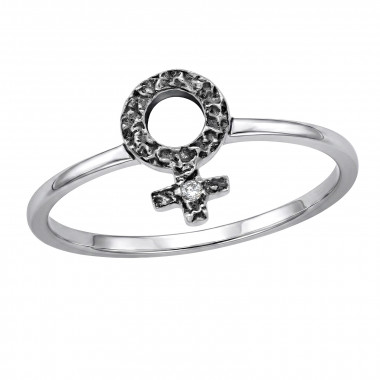 Female Empowerment Oxidized - 925 Sterling Silver Rings with CZ SD51063