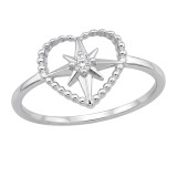 North Star Heart - 925 Sterling Silver Rings with CZ SD51064