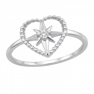 North Star Heart - 925 Sterling Silver Rings with CZ SD51064