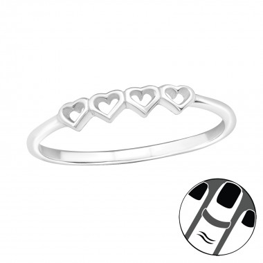Hearts - 925 Sterling Silver Midi Rings SD19936