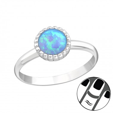 Round Synthetic Opal - 925 Sterling Silver Midi Rings SD23587