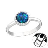 Round Synthetic Opal - 925 Sterling Silver Midi Rings SD23588