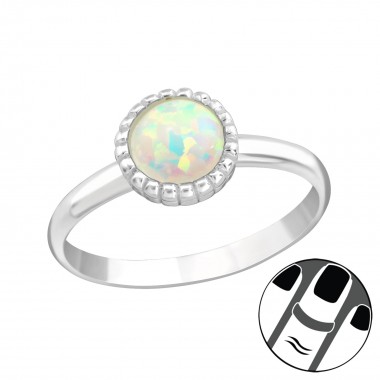 Round Synthetic Opal - 925 Sterling Silver Midi Rings SD23589