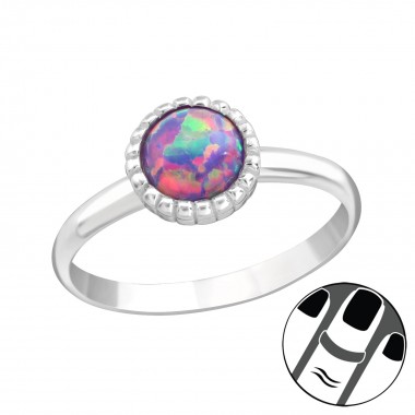 Round Synthetic Opal - 925 Sterling Silver Midi Rings SD23591