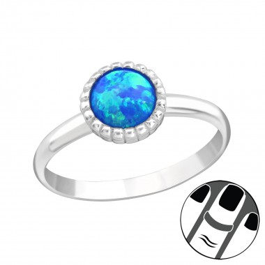 Round Synthetic Opal - 925 Sterling Silver Midi Rings SD23593