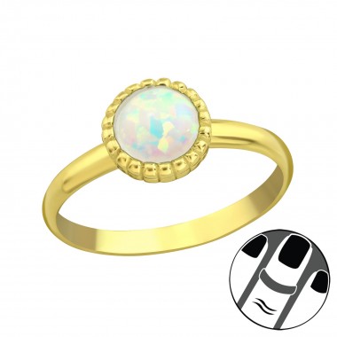 Round Synthetic Opal - 925 Sterling Silver Midi Rings SD23597