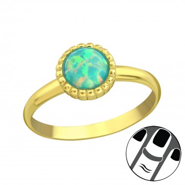 Round Synthetic Opal - 925 Sterling Silver Midi Rings SD23598