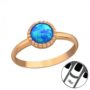 Round Synthetic Opal - 925 Sterling Silver Midi Rings SD23609