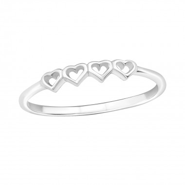 Chained hearts - 925 Sterling Silver Simple Rings SD18904