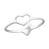 Double Heart - 925 Sterling Silver Simple Rings SD24608