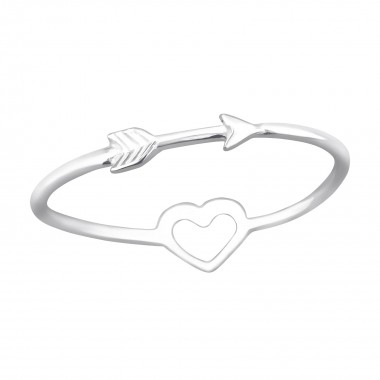 Arrow And Heart - 925 Sterling Silver Simple Rings SD24617