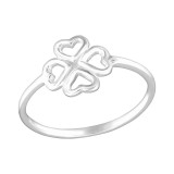 Lucky Clover - 925 Sterling Silver Simple Rings SD26174