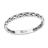 Braided - 925 Sterling Silver Simple Rings SD30344