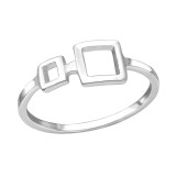 Double Square - 925 Sterling Silver Simple Rings SD34179