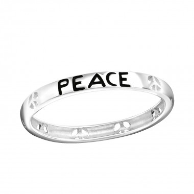 Peace lettering - 925 Sterling Silver Simple Rings SD3859