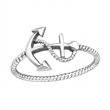 Anchor - 925 Sterling Silver Simple Rings SD38982