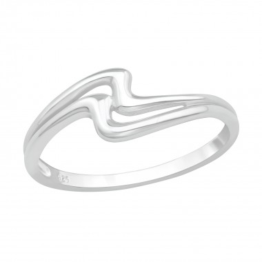 Wave - 925 Sterling Silver Simple Rings SD40061