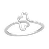 Double Heart - 925 Sterling Silver Simple Rings SD40737