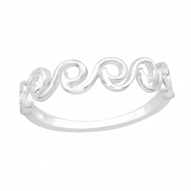 Wave - 925 Sterling Silver Simple Rings SD41427
