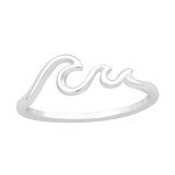 Wave - 925 Sterling Silver Simple Rings SD41431