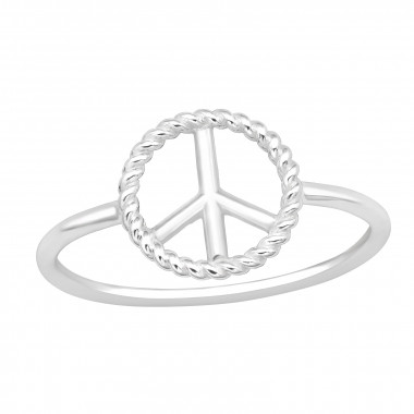 Peace Symbol - 925 Sterling Silver Simple Rings SD44129