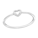 Heart - 925 Sterling Silver Simple Rings SD44843