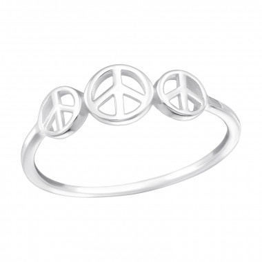Peace - 925 Sterling Silver Simple Rings SD44849