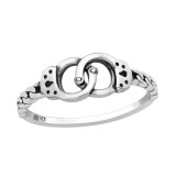 Handcuffs - 925 Sterling Silver Simple Rings SD45231