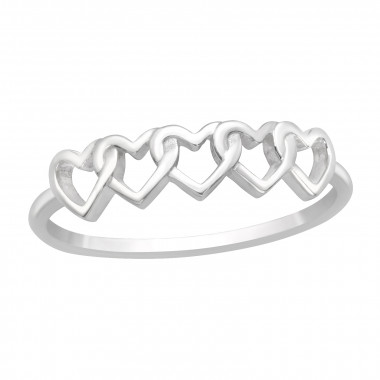 Heart Link - 925 Sterling Silver Simple Rings SD46317
