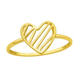 Patterned Heart - 925 Sterling Silver Simple Rings SD46322