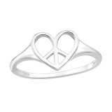 Heart Peace - 925 Sterling Silver Simple Rings SD46868