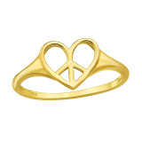 Heart Peace - 925 Sterling Silver Simple Rings SD46869