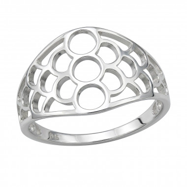 Sculpted Openwork Dome - 925 Sterling Silver Simple Rings SD51036
