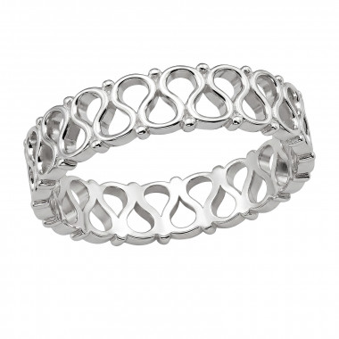 S-Curve Openwork Eternity - 925 Sterling Silver Simple Rings SD51037