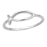 Ichthys Christian Fish - 925 Sterling Silver Simple Rings SD51047