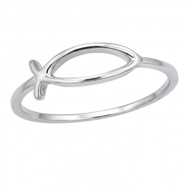 Ichthys Christian Fish - 925 Sterling Silver Simple Rings SD51047